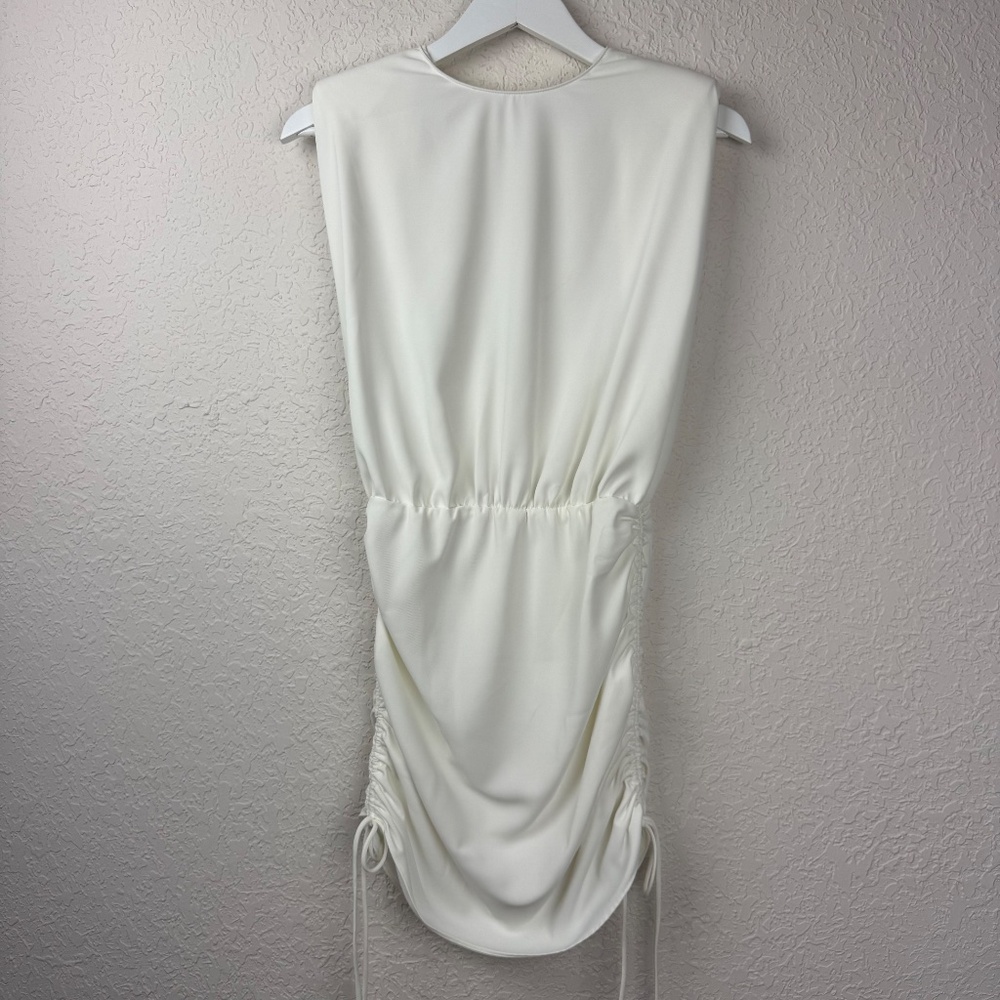*Amanda Uprichard Womens White Ruched Aisling Sleeveless Midi Dress Size S - Picture 2 of 11